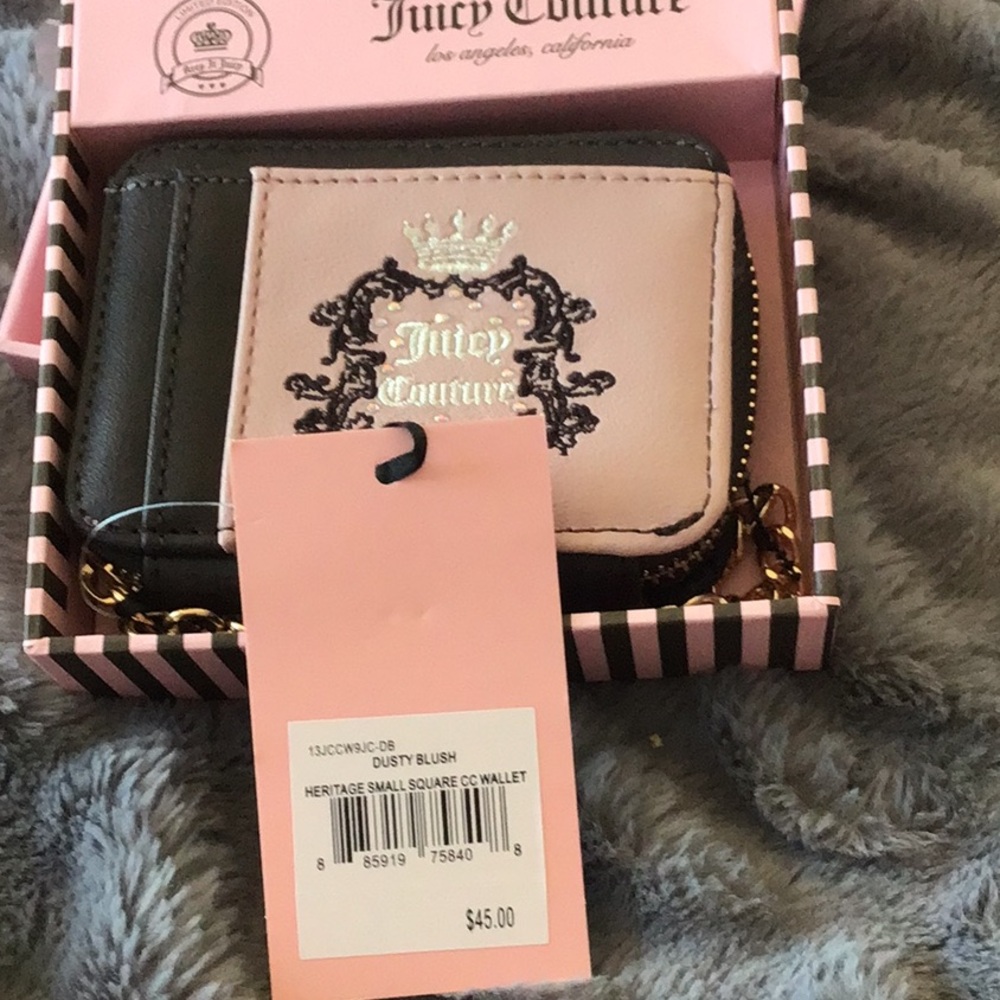 Gift Idea Juicy Couture Dusty Blush Pink Heritage Small Credit Card Wallet NWT - Picture 3 of 6